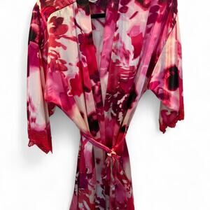 Pink floral kimono robe